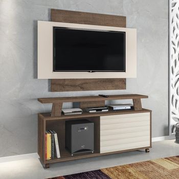 Rack com Painel para TV até 50 Polegadas Flex 1 Porta de Correr com Rodízios Rivera Atualle