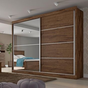 Guarda Roupa Casal Flex com Espelho 2 Portas de Correr Em MDF Verona Plus Made Marcs