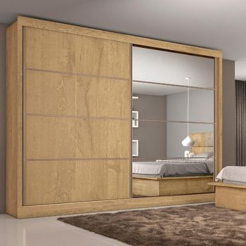 Guarda Roupa Casal Flex com Espelho 2 Portas de Correr Em MDF Sevilha Made Marcs