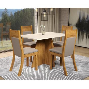 Conjunto Sala de Jantar Mesa Lyra 4 Cadeiras Roma Viero