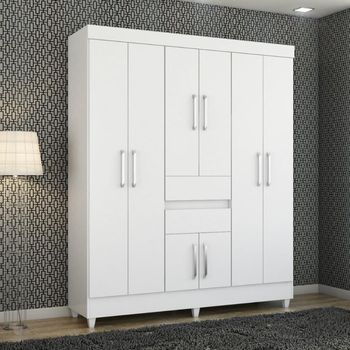 Guarda Roupa Casal com Pés 8 Portas 2 Gavetas Munique Demóbile