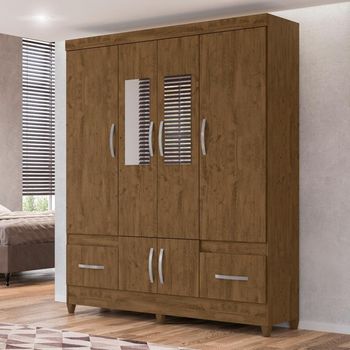 Guarda Roupa Casal com Espelho e Pés 6 Portas 2 Gavetas MS912 Moval