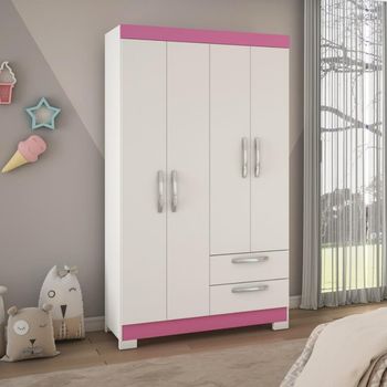 Guarda Roupa Solteiro com Pés 4 Portas 2 Gavetas NT5005 Notável Móveis