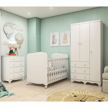 Quarto Infantil com Berço,Guarda Roupa, Cômoda Uli Junior