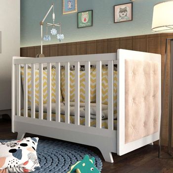 Berço Mini Cama com Capitonê Retrô Móveis Peroba