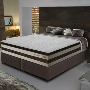 Cama Box King 193cm com Pillow Top Colchão Gazin Love Story e Base 2CEN