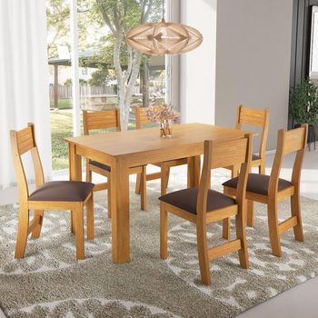 Conjunto Mesa 136cm e 6 Cadeira Gaia Viero