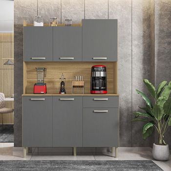 Cozinha Compacta 6 Portas 1 Gaveta com Tampo Genova Kits Paraná
