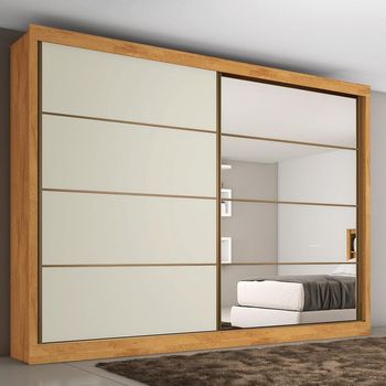 Guarda Roupa Casal Flex com Espelho 2 Portas de Correr Em MDF Servilha Made Marcs