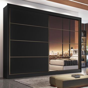 Guarda Roupa Casal com Espelho 2 Portas de Correr Em MDF Servilha Made Marcs