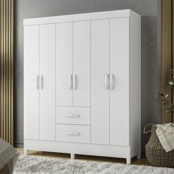 Guarda Roupa Casal Flex com Pés 6 Portas 2 Gavetas Mobi Albatroz