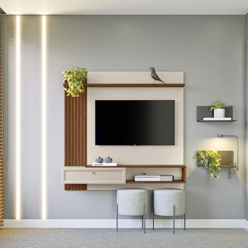 Painel Ripado para TV até 55 Polegadas 1 Porta Alvorada Linea Brasil