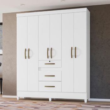 Guarda Roupa Casal com Pés 6 Portas 3 Gavetas Itatiba Moval