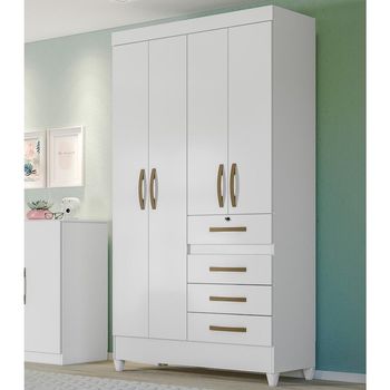 Guarda Roupa Solteiro Flex com Pés 4 Portas 4 Gavetas Sobral Moval