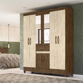 Guarda Roupa Casal com Espelho e Pés 8 Portas 1 Gaveta Portugal Moval