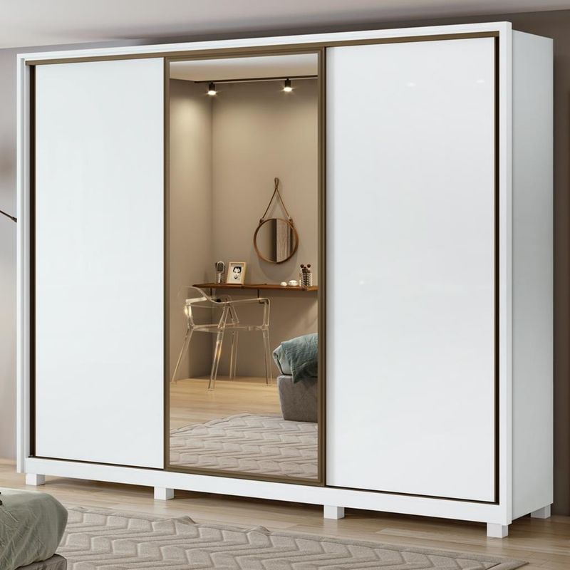 Guarda-Roupa-Casal-com-Espelho-3-Portas-6-Gavetas-Spazio-Glass-270-Lopas