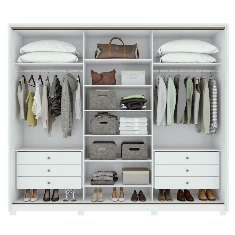 Guarda-Roupa-Casal-com-Espelho-3-Portas-6-Gavetas-Spazio-Glass-270-Lopas