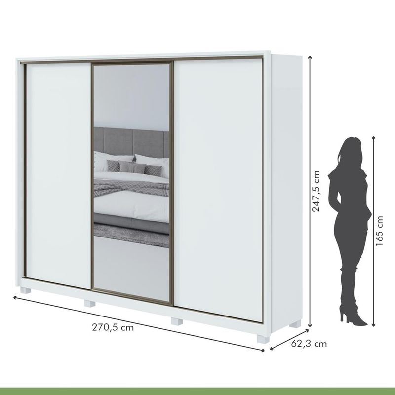 Guarda-Roupa-Casal-com-Espelho-3-Portas-6-Gavetas-Spazio-Glass-270-Lopas