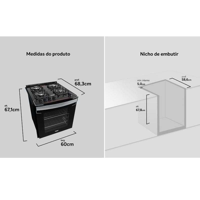 Fogao-de-Embutir-4-Bocas-Dako-Diplomata-Mesa-de-Vidro