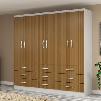Guarda Roupa Casal 6 Portas 9 Gavetas Bergamo Evidência