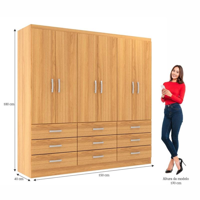 Guarda-Roupa-Casal-6-Portas-9-Gavetas-Bergamo-Evidencia