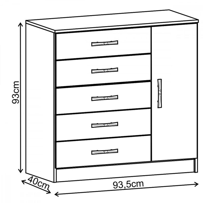 Comoda-5-Gavetas-1-Porta-Zurique-Evidencia-Moveis
