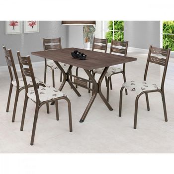 Conjunto Mesa Tampo BP TOK e 6 Cadeiras Luna Ciplafe