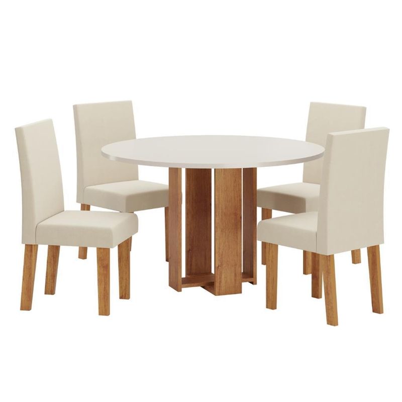 Conjunto-Sala-de-Jantar-Mesa-Redonda-90cm-Copacabana-4-Cadeiras-Sol-Viero