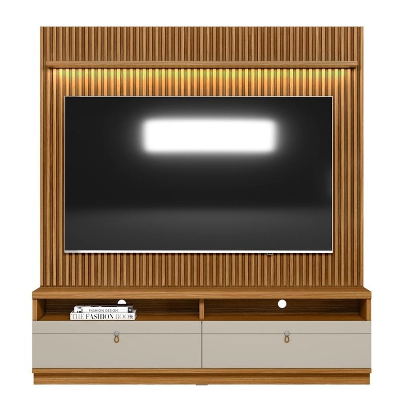 Rack-com-Painel-para-TV-de-ate-75-Polegadas-2-Gavetas-Outro-Preto-Linea-Brasil
