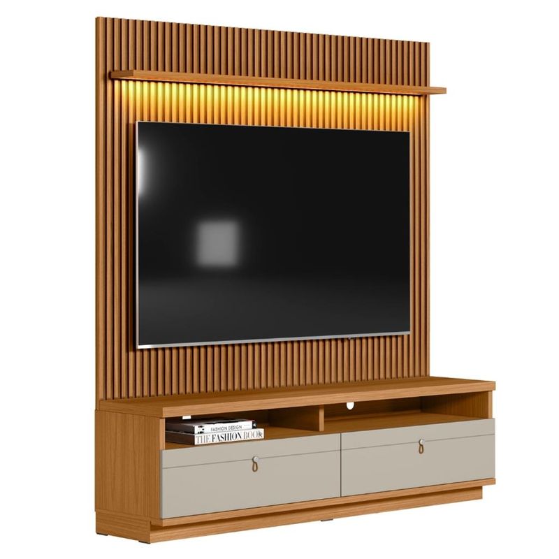 Rack-com-Painel-para-TV-de-ate-75-Polegadas-2-Gavetas-Outro-Preto-Linea-Brasil