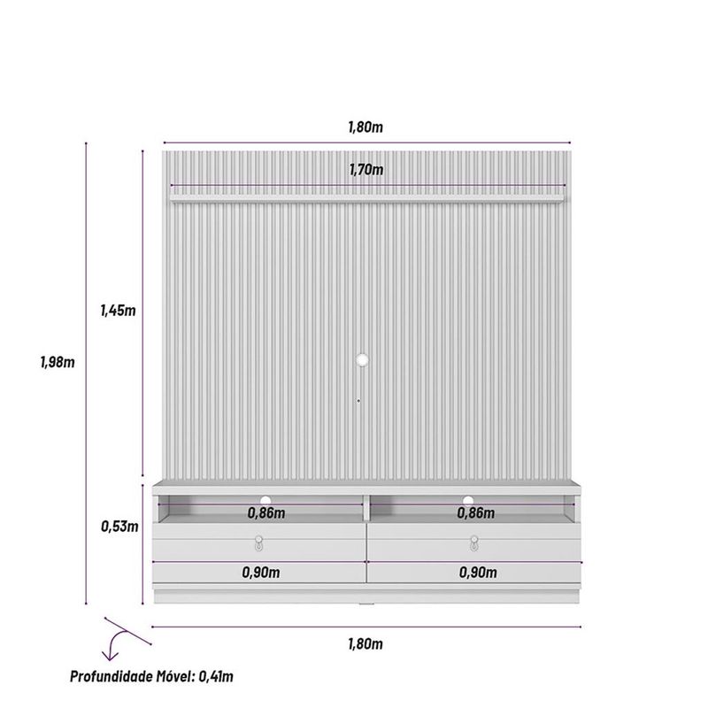 Rack-com-Painel-para-TV-de-ate-75-Polegadas-2-Gavetas-Outro-Preto-Linea-Brasil