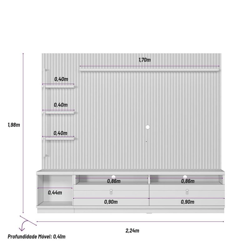 Rack-com-Painel-para-TV-de-ate-75-Polegadas-2-Gavetas-1-Porta-Outro-Preto-Linea-Brasil