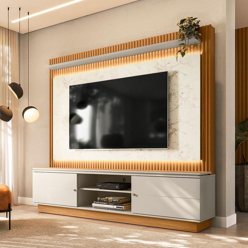 Rack-com-Painel-para-TV-ate-75-Polegadas-2-Portas-180cm-Led-Flex-Guararapes-Linea-Brasil