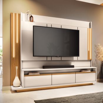 Estante Home para TV até 75 Polegadas com LED 3 Gavetas Montane HB Móveis