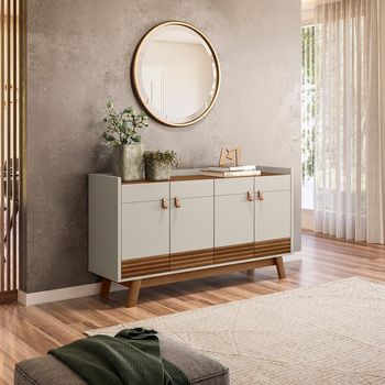 Aparador Buffet Ripado 4 Portas com Pés Retrô Abruzzo Linea Brasil