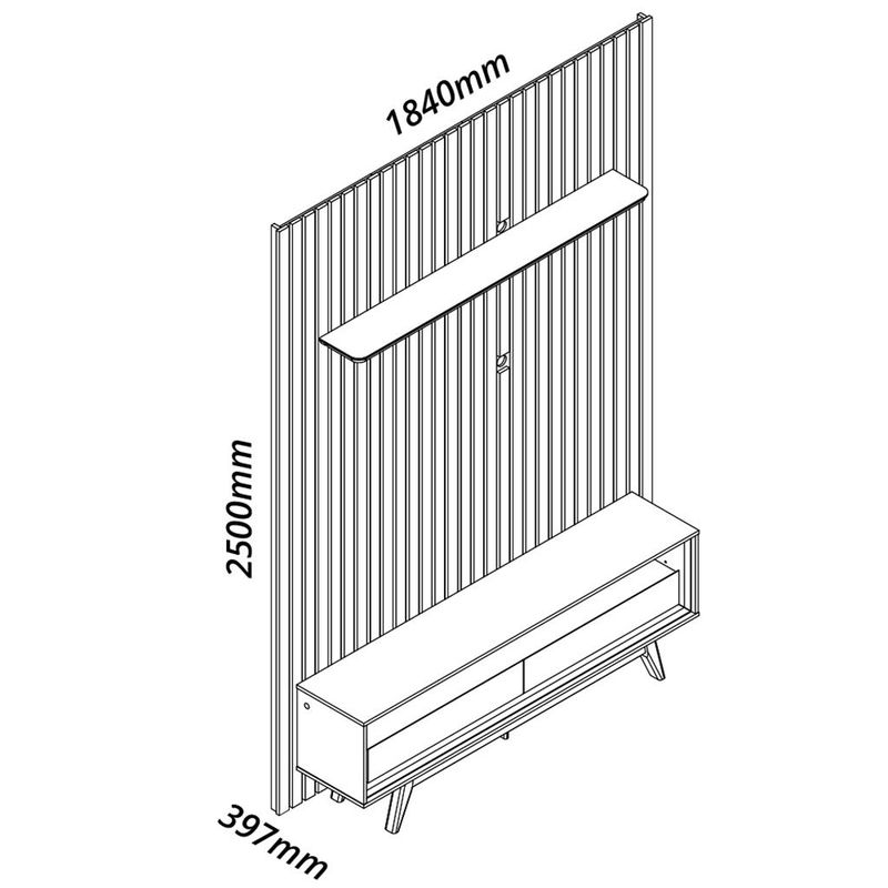 Rack-com-Painel-para-TV-de-Ate-75-Polegadas-2-Gavetas-185cm-Pes-Nobre-Requinte-Gelius