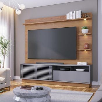 Estante Home Ripada para TV até 70 Polegadas com LED 1 Porta de Correr 1 Gaveta Campeche Colibri