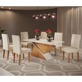Conjunto Sala de Jantar Mesa 160cm Amarilis com 6 Cadeiras Venus Viero