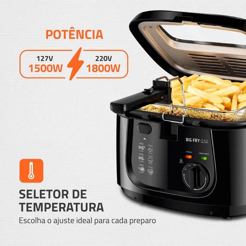Fritadeira Elétrica Mondial com Óleo Big Fry FT-07 2,5L