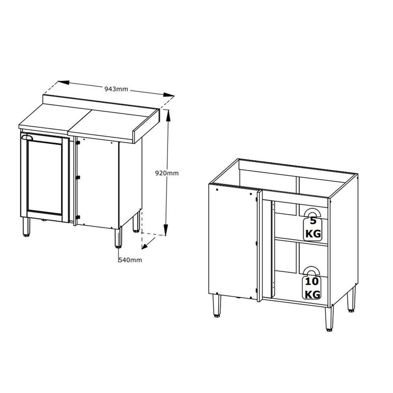 Balcão 1 Porta com Tampo Royal THB