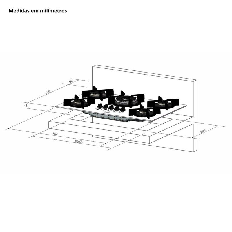 Cooktop-5-Bocas-Fischer-TC-Infinity-Mesa-Vidro