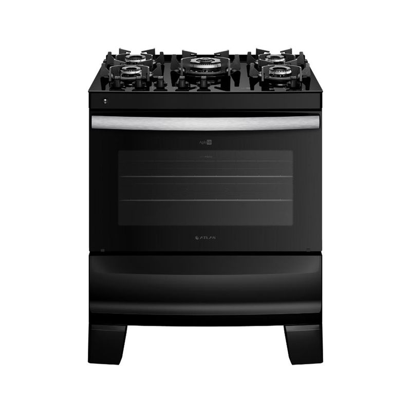 Fogao-5-Bocas-Atlas-Agile-Up-Glass-Acendimento-Automatico