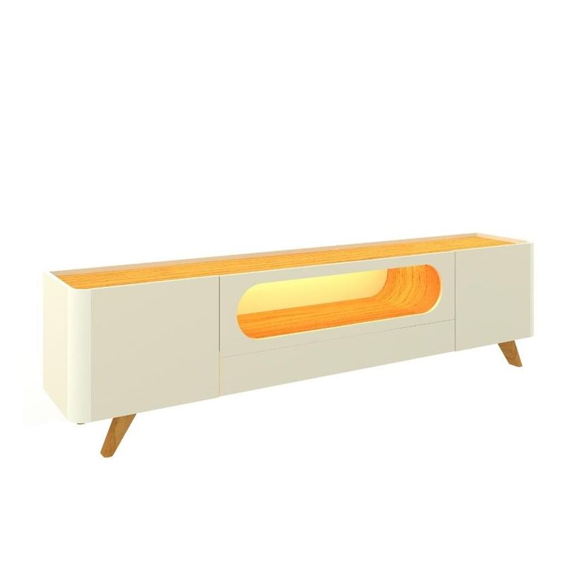 Rack-para-TV-de-Ate-85-Polegadas-2-Portas-1-Gaveta-LED-com-Pes-de-Madeira-Nobre-Gelius-