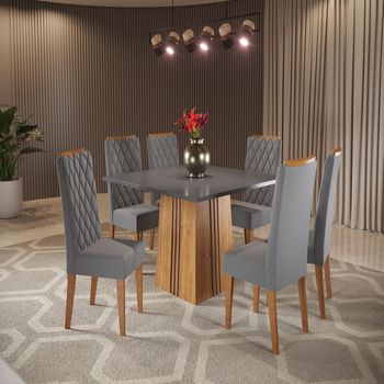Conjunto Sala de Jantar Mesa 120cm Nany 6 Cadeiras Iza Viero