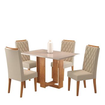 Conjunto Sala de Jantar Mesa 120cm Zinco com 4 Cadeiras Iza Viero