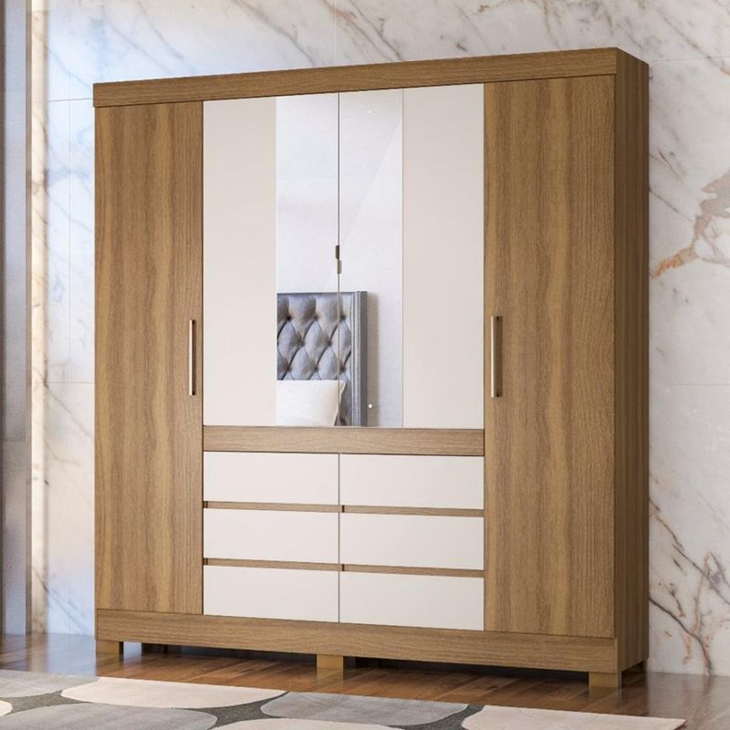 Guarda-Roupa-Casal-com-Espelho-4-Portas-6-Gavetas-Cadis-Demobile