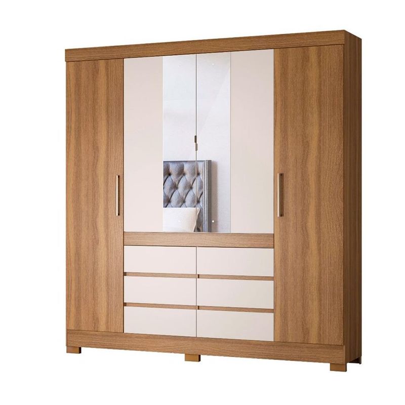 Guarda-Roupa-Casal-com-Espelho-4-Portas-6-Gavetas-Cadis-Demobile