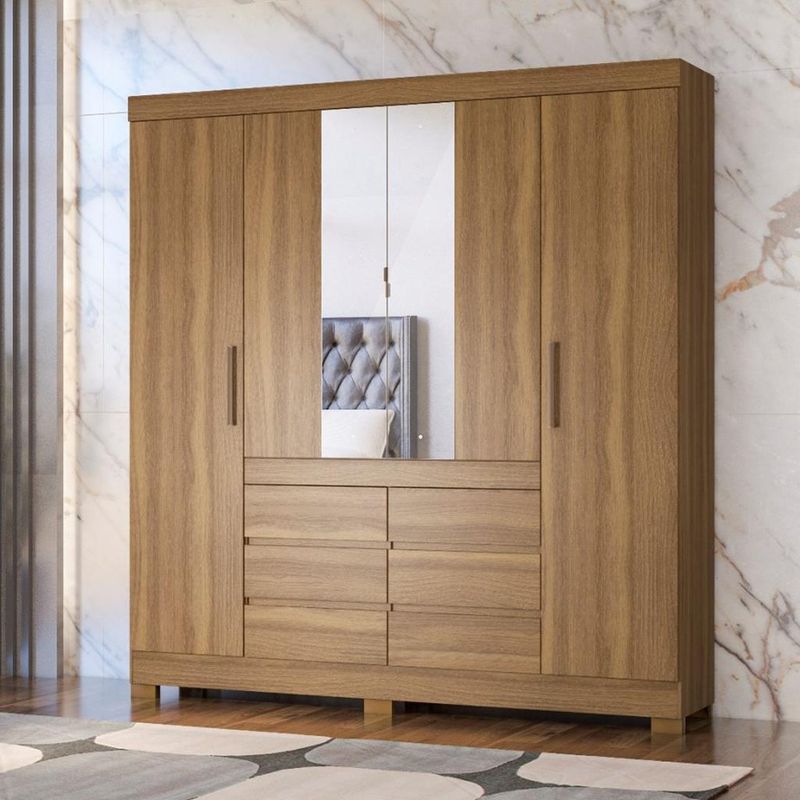 Guarda-Roupa-Casal-com-Espelho-4-Portas-6-Gavetas-Cadis-Demobile