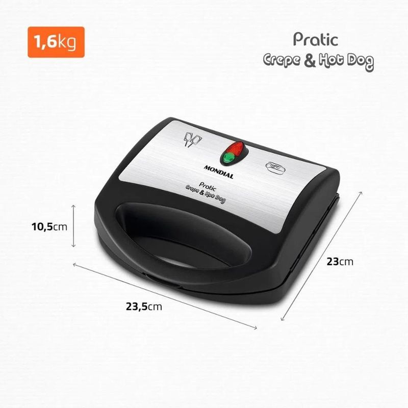 Crepeira Mondial Pratic Crepe e Hot Dog 850W CP-01