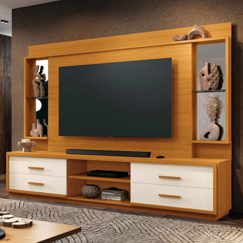 Estante-Home-para-TV-Ate-75-Polegadas-4-Gavetas-240cm-com-Rodizios-Leni-EDN-Moveis-